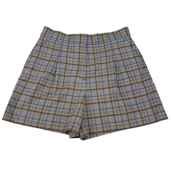 SANDRO Paris Wool Blend Gray Plaid Printed Knit Short Sz 8 - Picture 5 of 10
